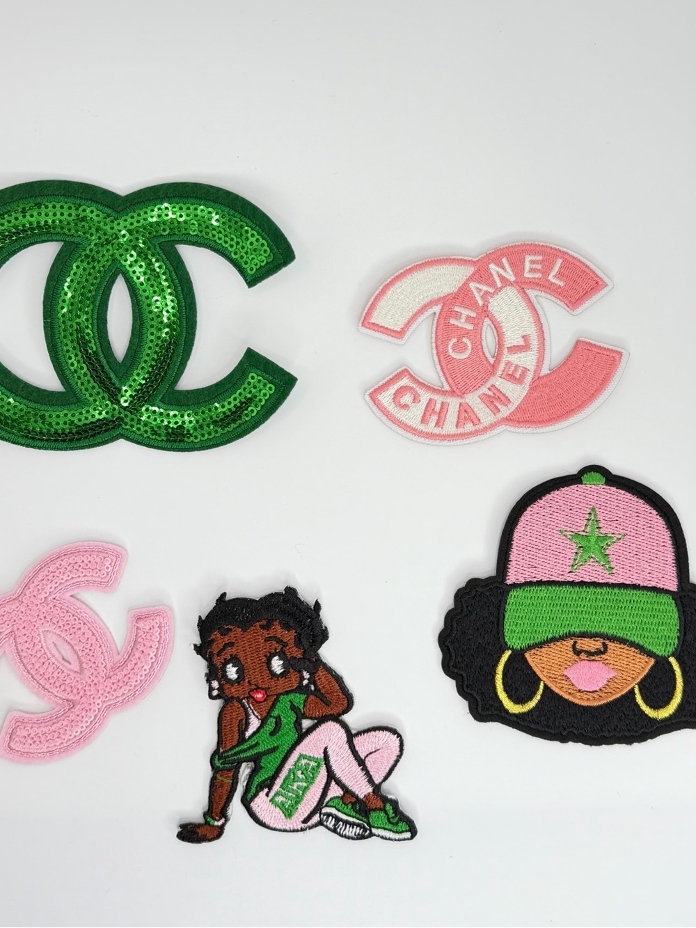 5pc Designer “AKA” Pink & Green Patch Set